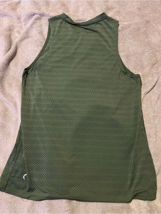 Women’s Olive Green Perforated Sleeveless Top - Picture 2 of 3